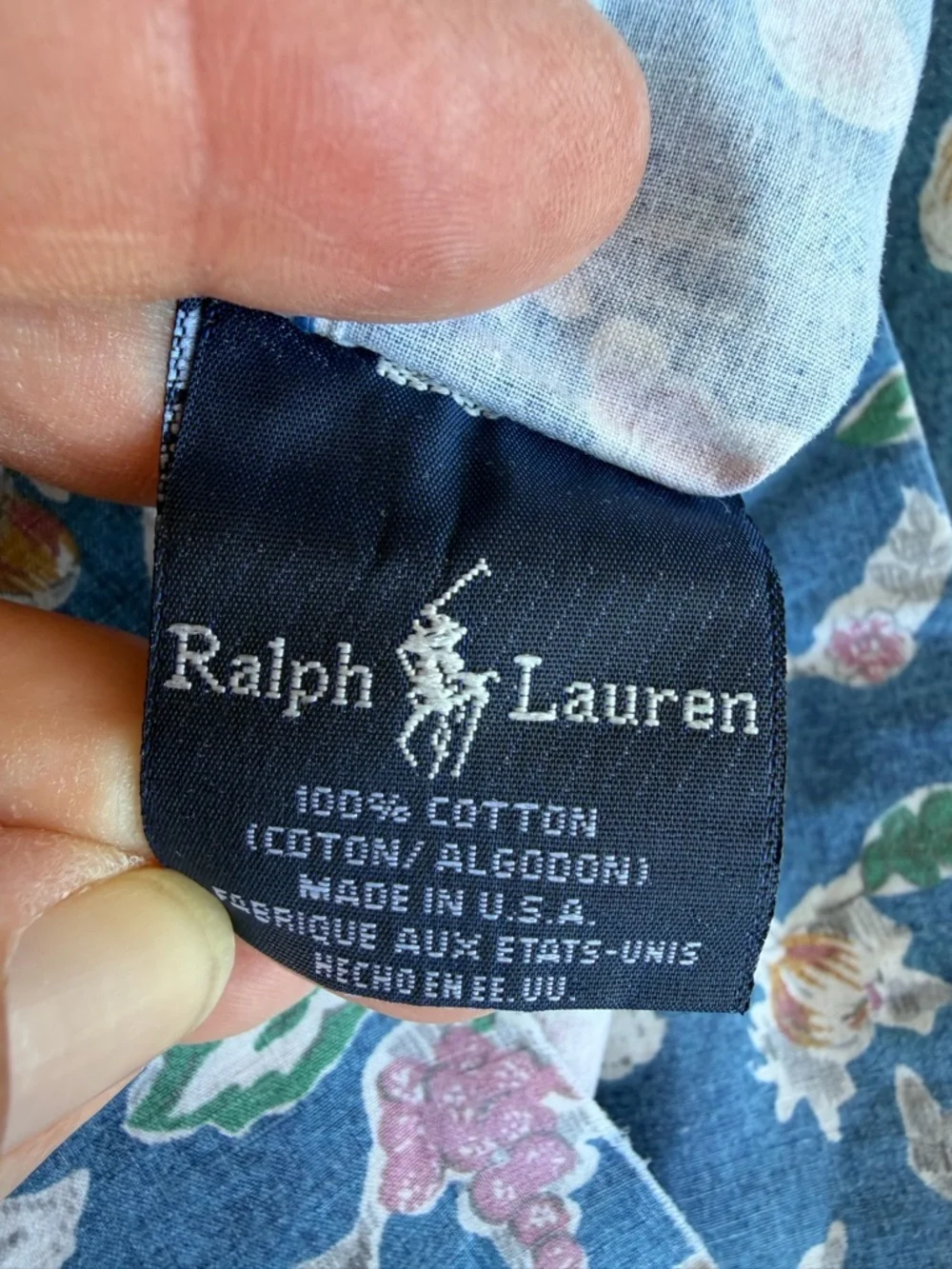 VTG Ralph Lauren Jardin Blue Standard Pillowcase Set Blue Floral Fruit 80s FLAWS